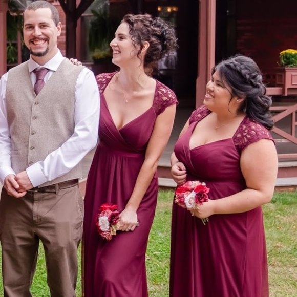 Lace Cap David's Bridal Bridesmaid Dress: Size 2 - Picture 2 of 3